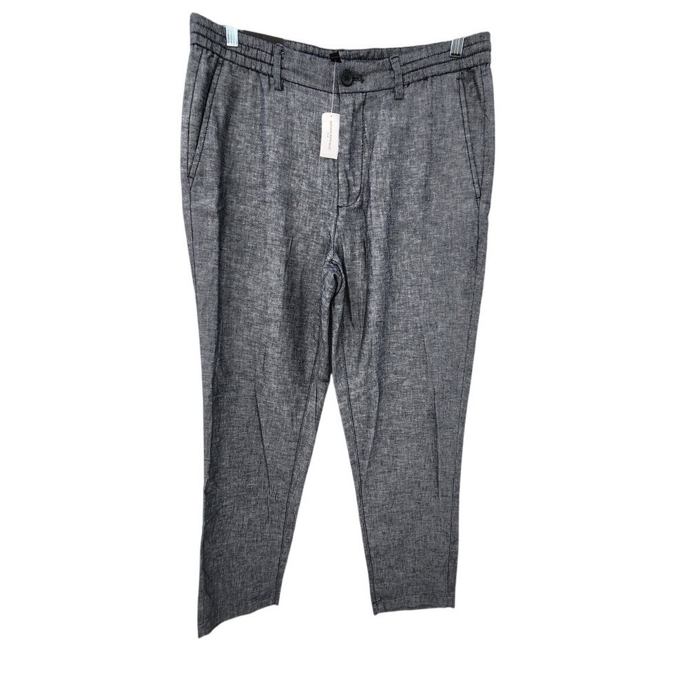New NWT Banana Republic Linen Blend Mason Athletic Tapered Fit Pants Blue 34x32